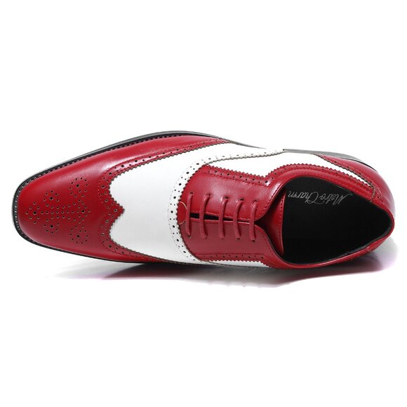 Red White 1920\'s Wingtip Lace up Oxford Dress Shoes main image 5
